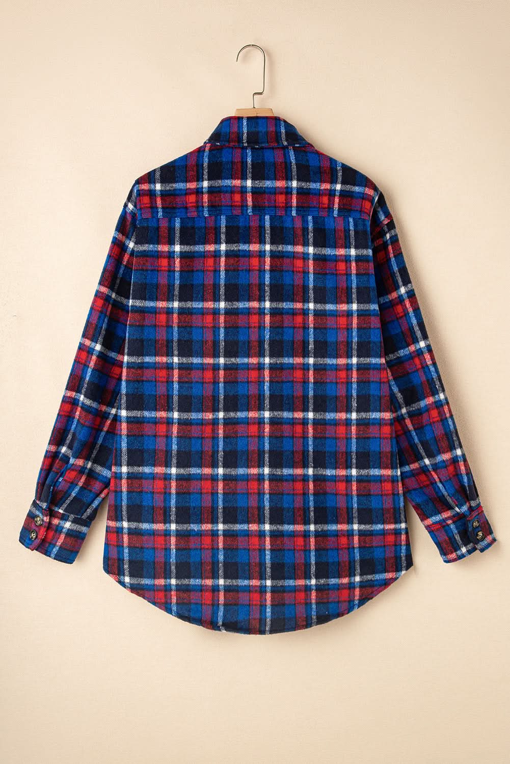 Navy plaid shacket with pockets - Love Salve